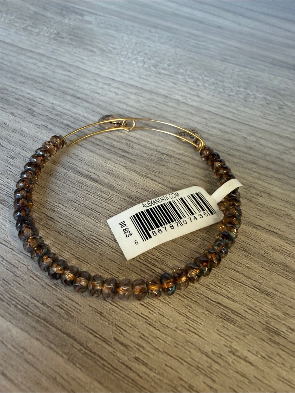 Alex and Ani Gold-Tone Bracelet with Brown Beads